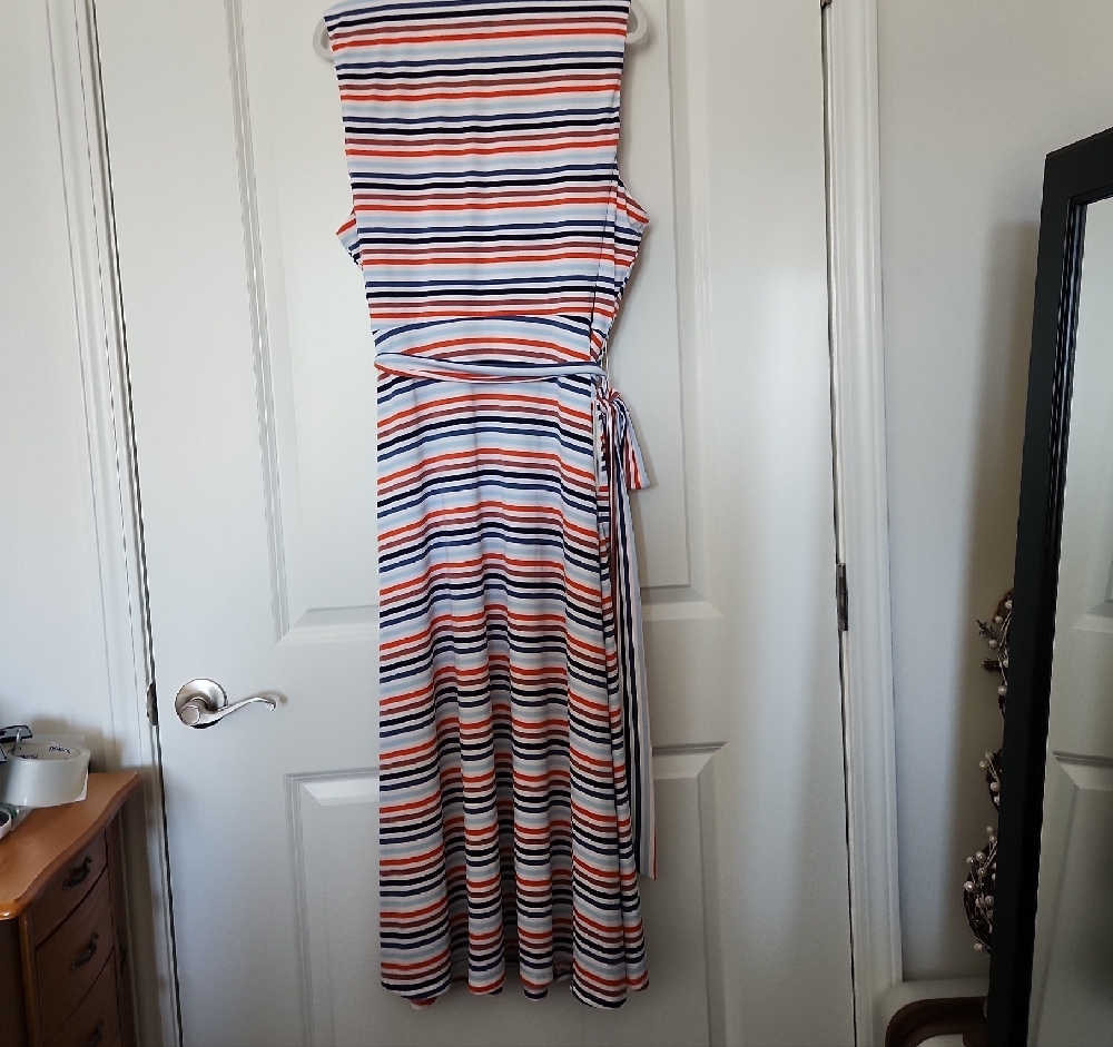 Jones New York Striped Midi Dress - Navy, Red, White - Picture 5 of 5